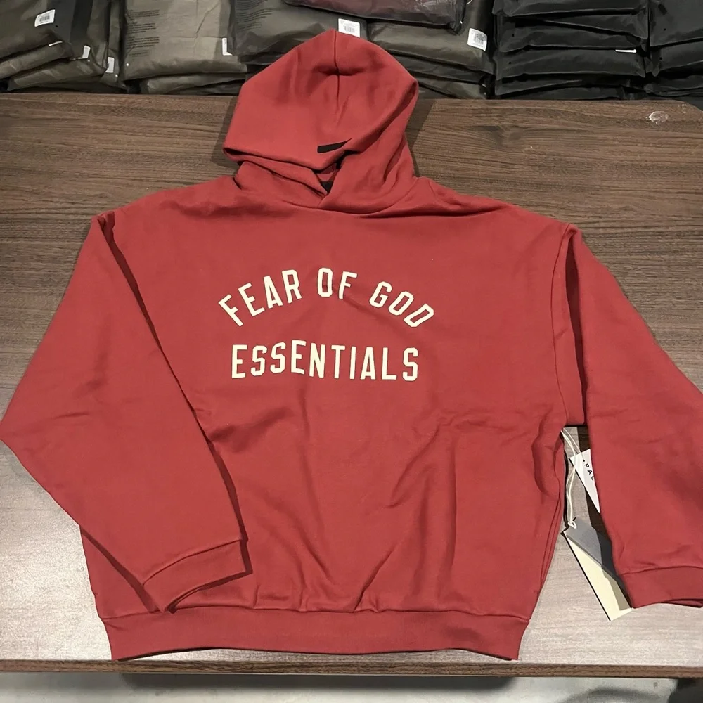 Fear of God Essentials Red Hoodie - Picture 2 of 6